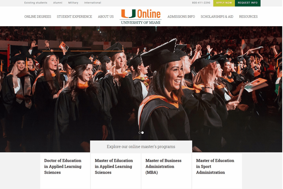 Main page of online university